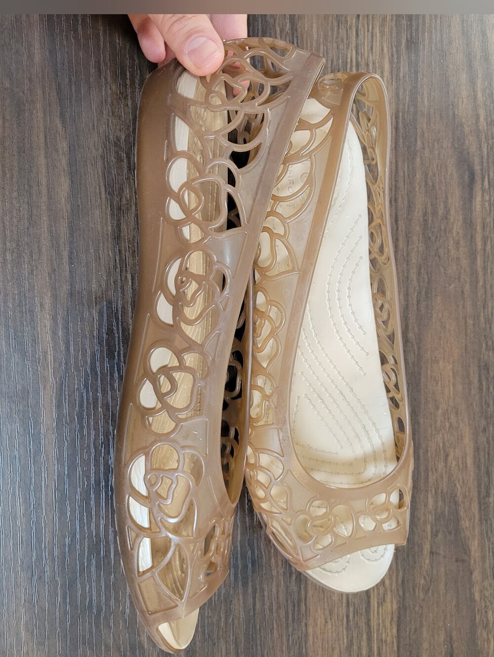 CROCS Adrina III Peep Toe Rubber Flats Women Size 11 Comfort Casual Waterproof